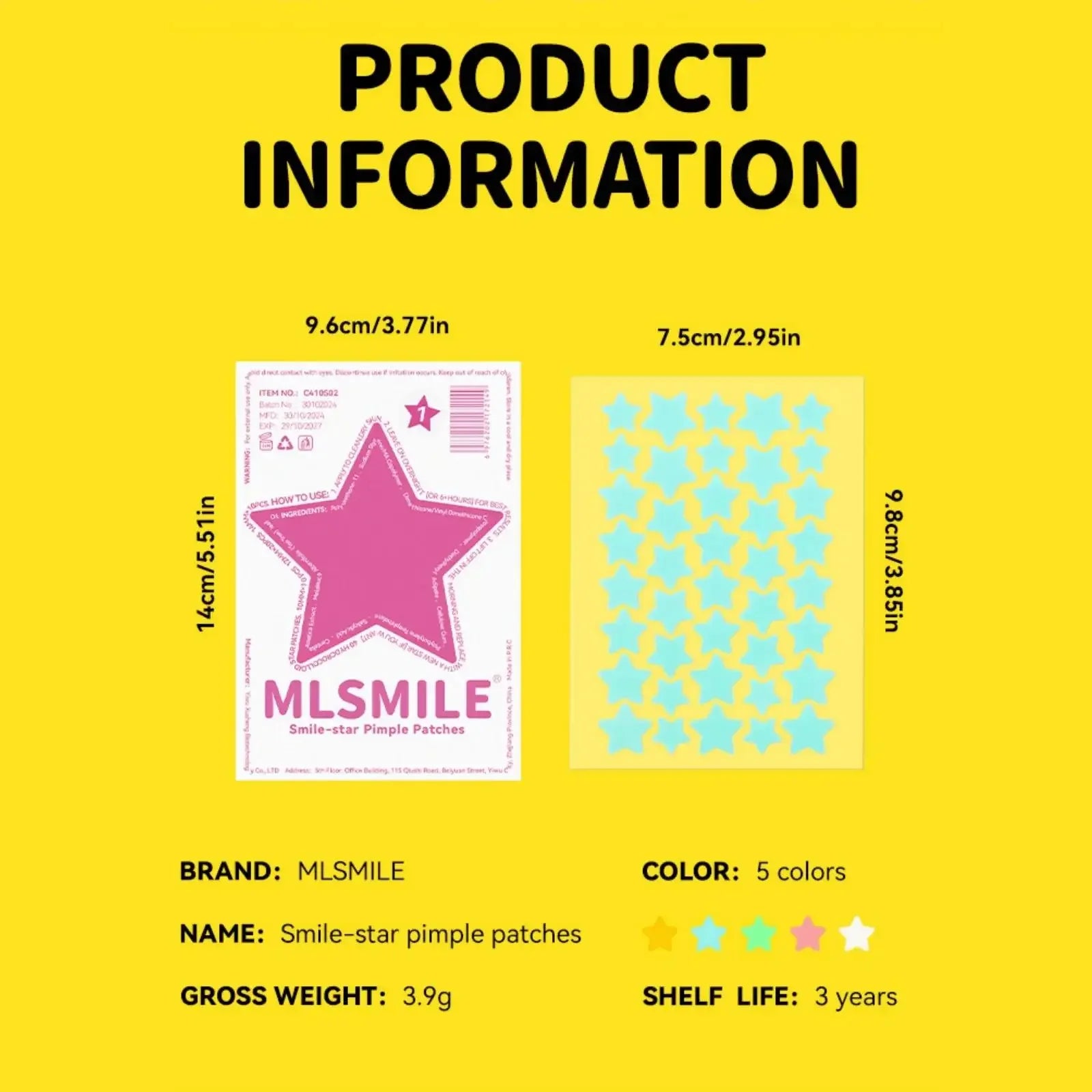 MLSMILE 40pc Star Hydrocolloid Blemish Patches – All Skin Tones Blemish Patches Oasis Select