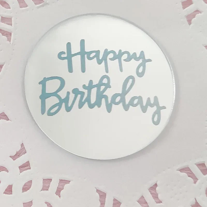 10pcs Happy Birthday Cupcake Toppers Gold Acrylic Circle Dessert Cake DIY Decorations Insert Card Kids Birthday Party Decoration Oasis Select Round1-Silver