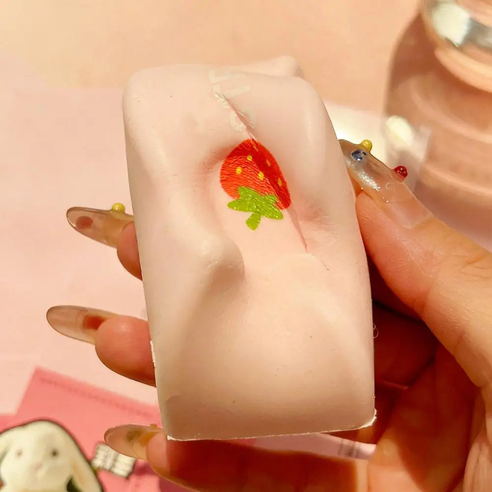 Squishy Strawberry Milk Stress Relief Fidget Toy – Slow Rising