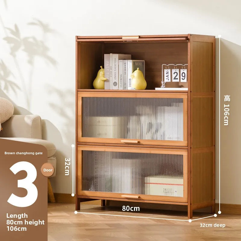 with door dustproof floor rack children's book cabinet household living room multi-layer storage cabinet storage display cabinet Oasis Select 80 long three doors