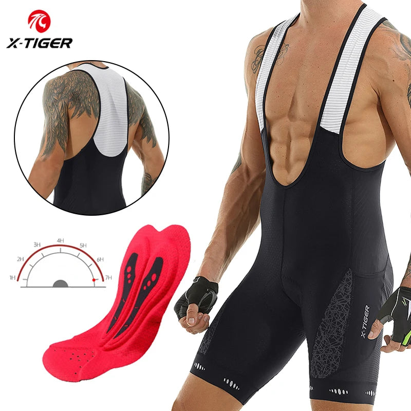 X-TIGER Cycling Bib Shorts Men's 5D Padded Bike Bibs Biking Tights With Pockets Triathlon Pro Licra UPF50+ Bicycle Shorts Oasis Select XM-DBK-34501 L