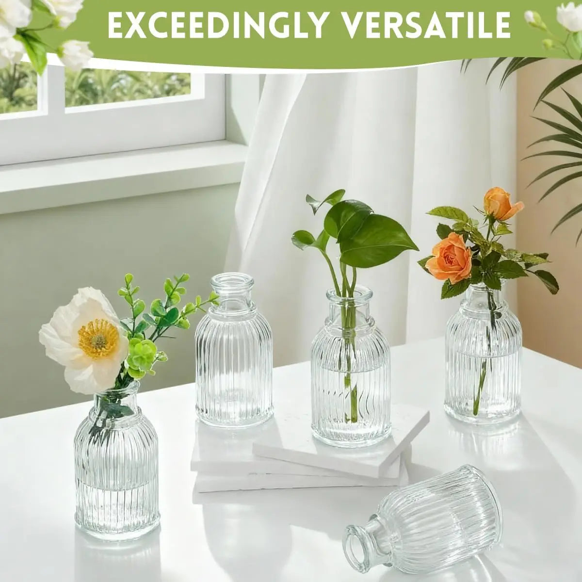 2/4/6 PCS Clear Glass Mini Bottles – Reed Diffuser & Bud Vase Set for Wedding Centerpieces, DIY Fragrance & Florist Decor Oasis Select