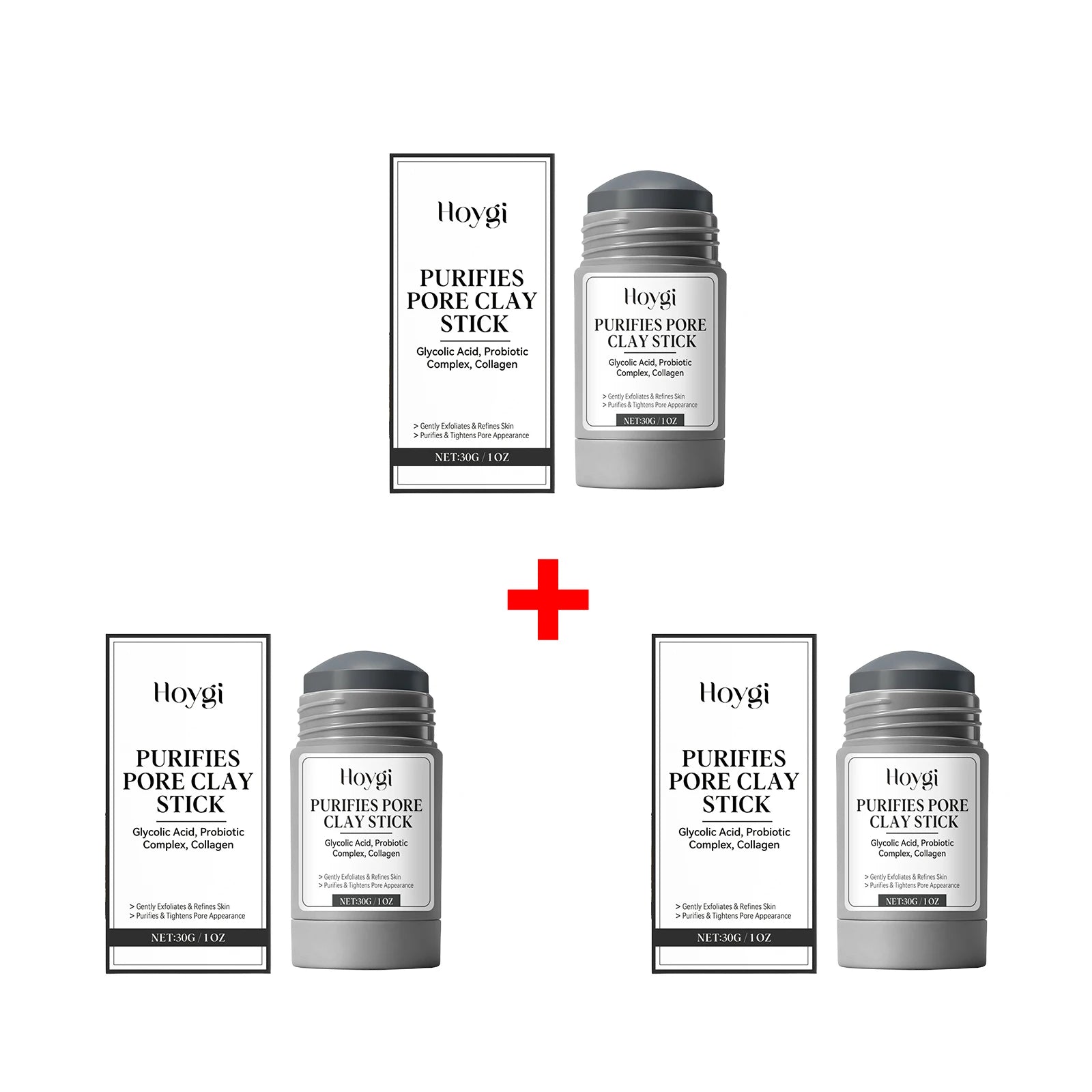 Pore Purifying Clay Mask Stick Blackhead Remover Pore Minimizing Deep Cleaning Brightening Skin Glycolic Acid Face Mask 30g Oasis Select 3pcs