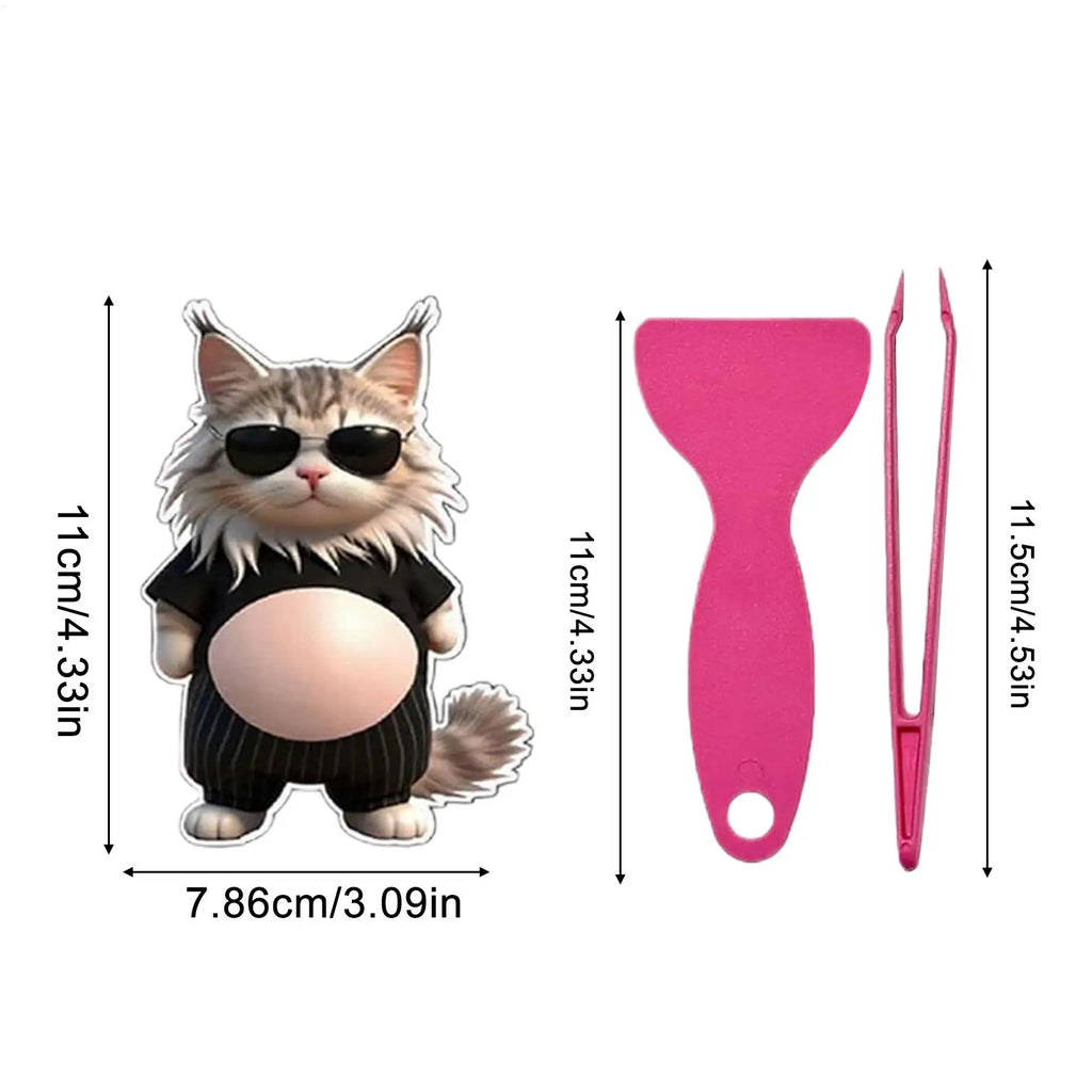 Cat Stickers 3D Belly Stickers Soft Silicone For Phone Case Car Decoration Children's Birthday Party Favor Festival Supplies Oasis Select