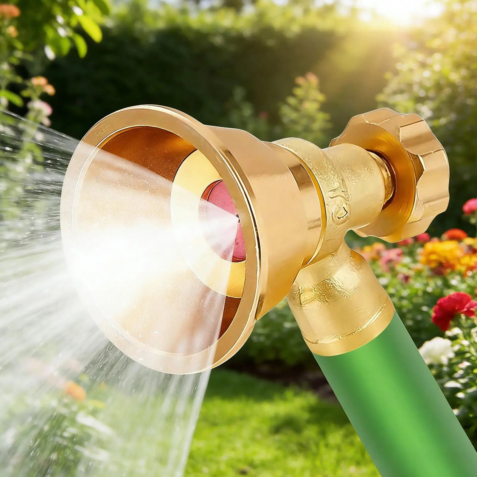Water Hose Nozzle Brass Adjustable Heavy Duty Garden Spray Nozzle Hose Attachment for Plant Watering Seedling Cultivation Flower Oasis Select