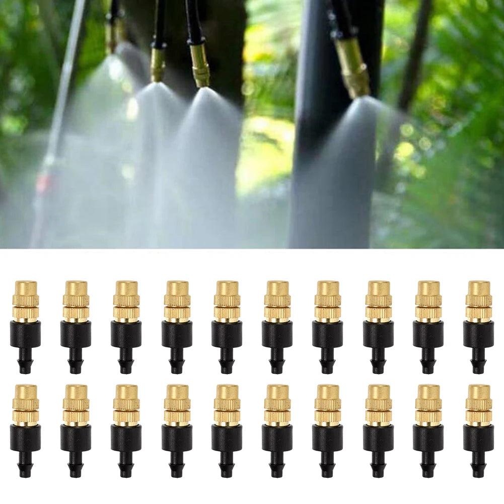 50Pcs Misting Nozzles Adjustable Brass Spray Nozzle Garden Hose Sprinkler Head Atomizing Nozzle Outdoor Garden Equipment Oasis Select