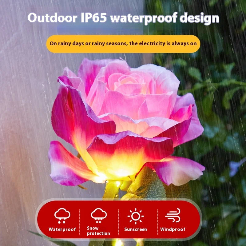 LED Solar Rose Lamp Ground Socket Lamp Outdoor Waterproof Garden Lawn Solar Lamp Outdoor Solar Lights Oasis Select