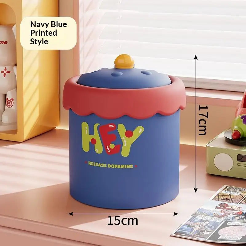 Small Desktop Trash Can with Lid – Cute Mini Waste Basket