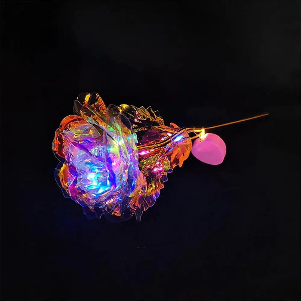 LED Glowing Rose Simulation Flower With String Lights For Christmas Anniversary Birthday Valentine's Day Gift Artificial Flower Oasis Select Colorful gold