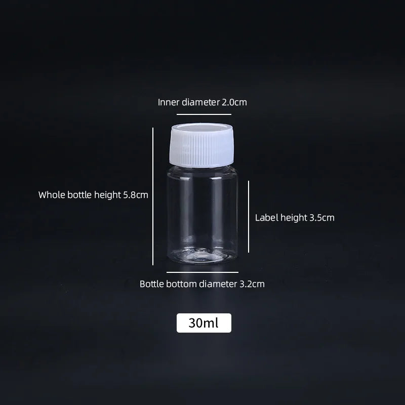 15ml/20ml/30ml/100ml Plastic PET Clear Empty Seal Bottles Solid Powder Medicine Pill Vial Container Reagent Packing Bottle Oasis Select 30ml