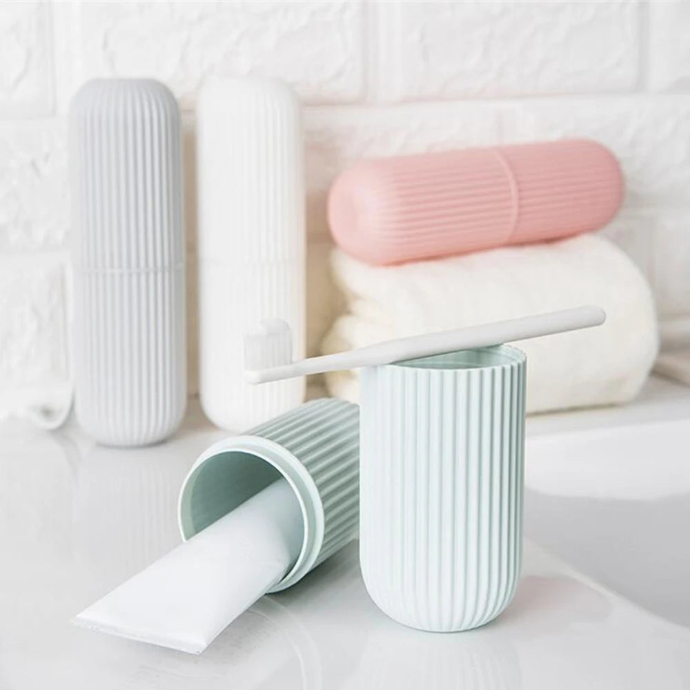 Travel Toothbrush & Toothpaste Storage Case | Portable Cup