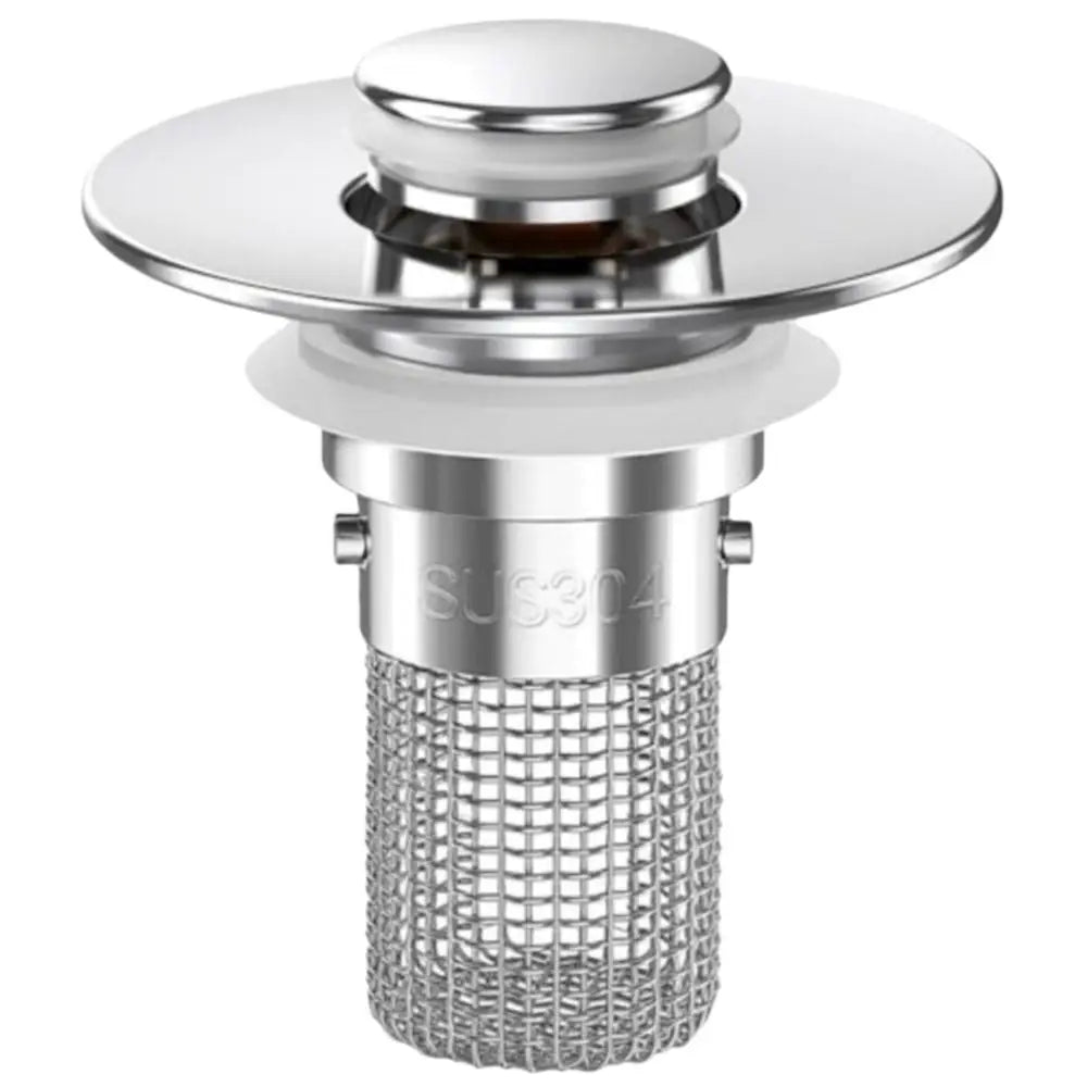 Stainless Steel Bathroom Sink Drain Strainer Removable Basket Bouncing Core Drain Stopper Odor Proof Universal Fit Hair Catcher Oasis Select