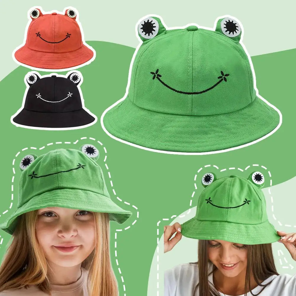 2025 new Cute Frog Bucket Hats women Bucket Hat Women Summer Outdoor Sun Fishing Cap Cotton Wild Panama Hats Oasis Select
