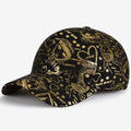 Golden Sketch Print Graffiti Baseball Cap Cotton Curved Brim Baseball Hats Adjustable Hip Hop Visor Cap For Man Women Unisex Oasis Select Black