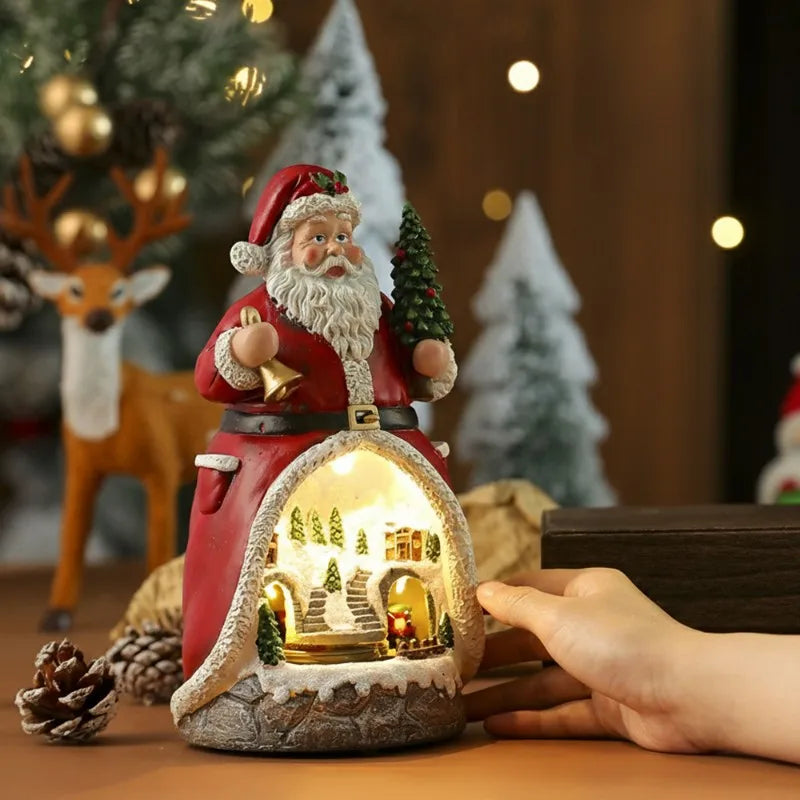 ~WISH Santa Claus Music Box Rotating LED Light Multifunctional Music Box Christmas Gift Ornaments Oasis Select As Shown