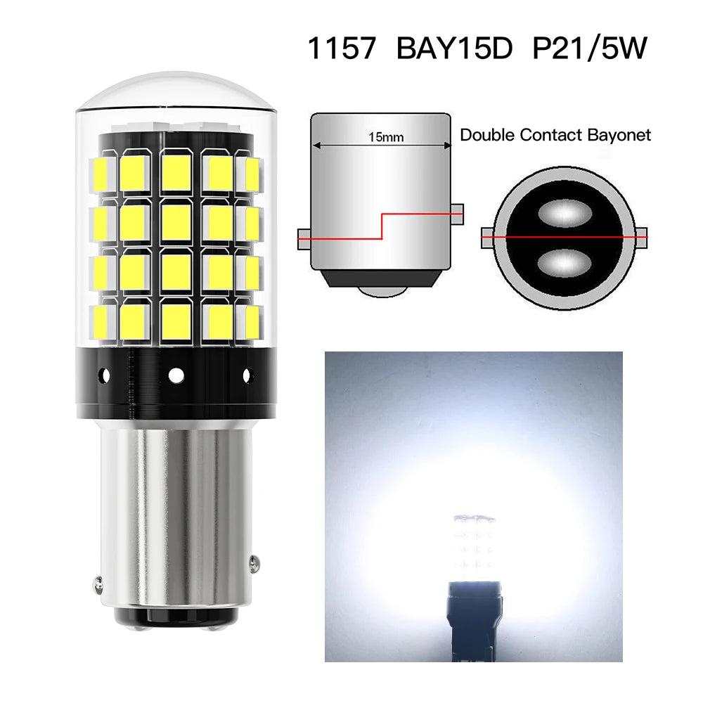 ASLENT 2-Pack 54-SMD LED Bulbs | Turn Signal Brake Reverse 12V Automotive LED Bulb Oasis Select 1157 P21-5W White