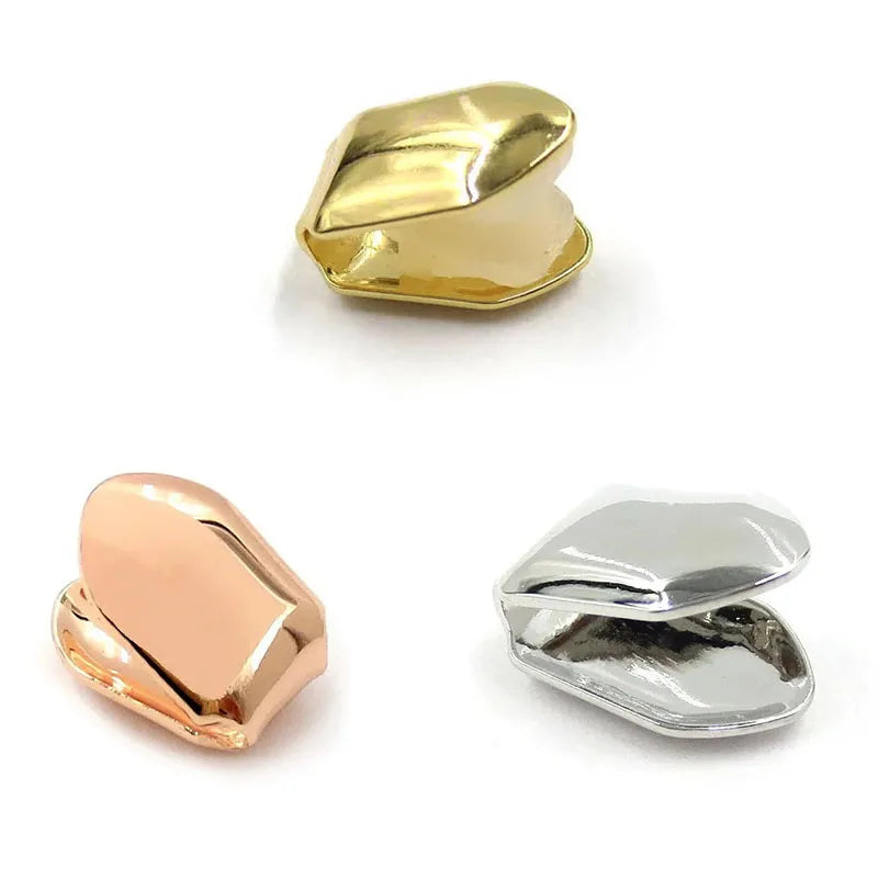 1/3/5Pcs 4 Colors Custom Fit Gold Plated HipHop Single Tooth Grillz Cap Top Bottom Dental Grill Teeth Caps Halloween Cosplay Oasis Select Mix-3pcs