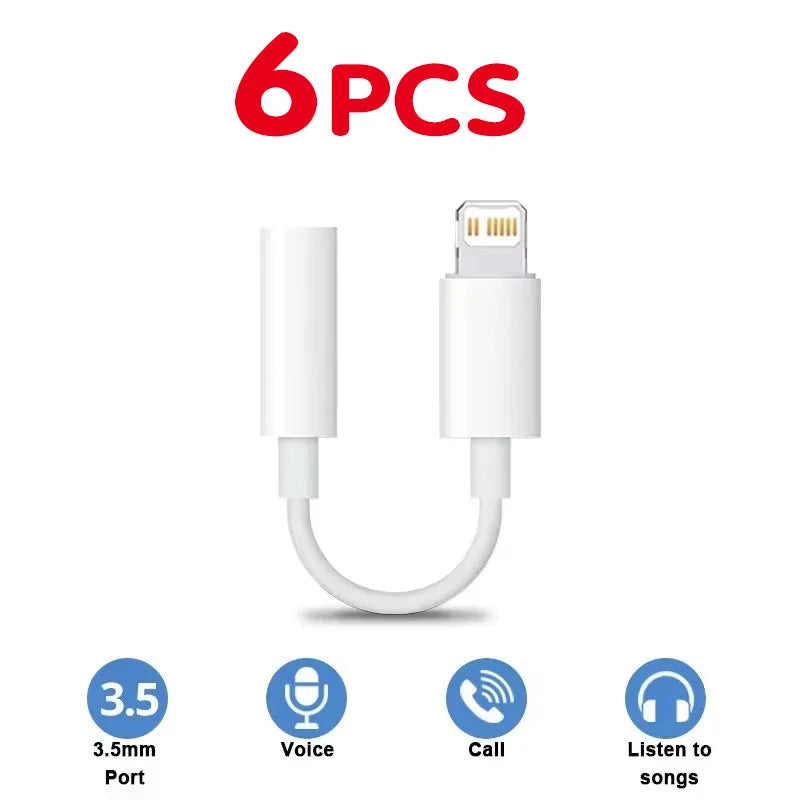 1-8pcs For Lighting Headphone Adapter for IPhone 11 12 13 14 Pro Max 12Mini SE XR X 8 7 + IOS To 3.5 Mm Jack AUX Audio Cable Oasis Select 6PCS