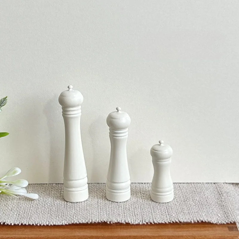 3Pcs Miniature Metal Salt Pepper Shaker 1:12 Scale Dollhouse Kitchen Accessories Realistic DIY Craft Decor Set Oasis Select White-L-3pcs
