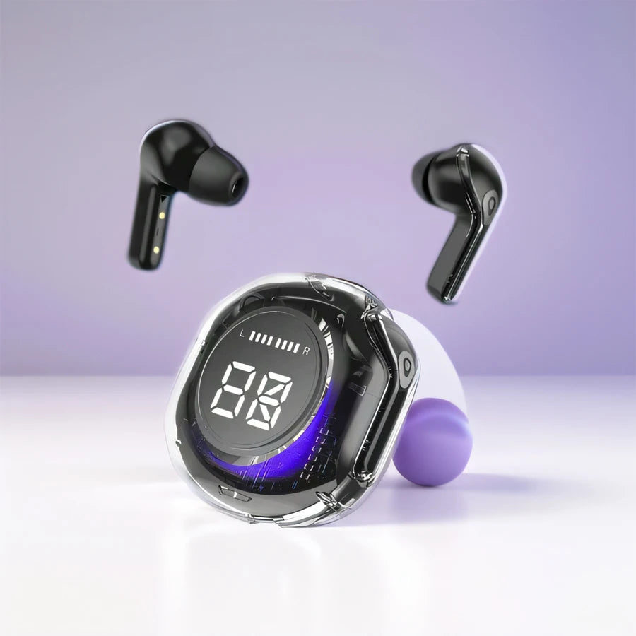 T8 Wireless Bluetooth Headphones LED Power Display In-Ear Wireless Earbuds with Charging Case HiFi Stereo TWS Headset for Phones Oasis Select Black