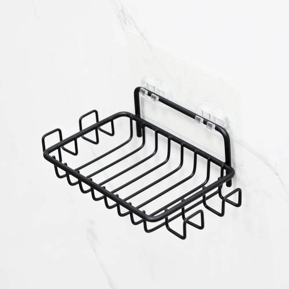 Stainless Steel Wall Mounted Soap Dish with Hooks & Basket