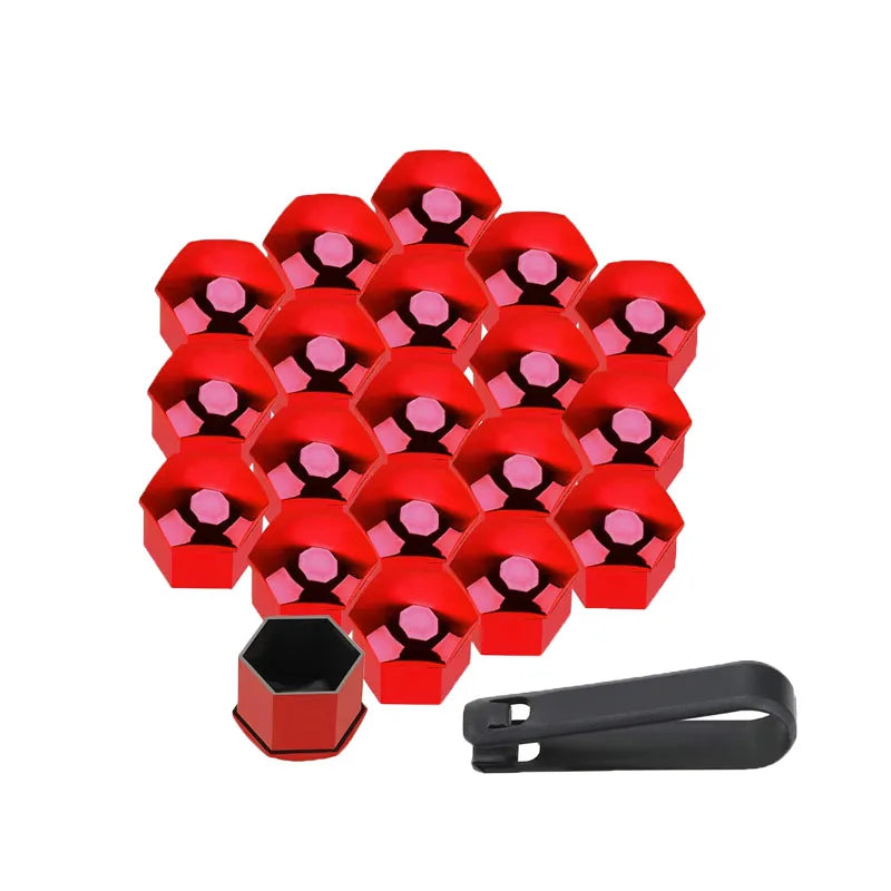 20/40Pcs Universal Anti-Rust 17 19 21mm ABS Auto Trim Tyre Wheel Nut Screw Bolt Protection Covers Cap Car Accessories Oasis Select 20Pcs plate red 17mm