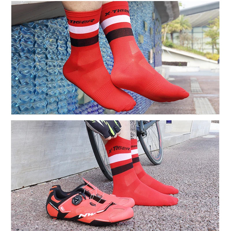 X-TIGER Cycling Socks for Men Breathable Anti-slip Professional Sports Sock Outdoor Running Bike Hiking Basketball Socks Oasis Select