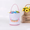 Easter Egg Handheld Storage Basket, Canvas Easter Bunny Bags Eggs Hunting Carry and Candy Gift Bag Rabbit Print for Easter Party Oasis Select Pink Other
