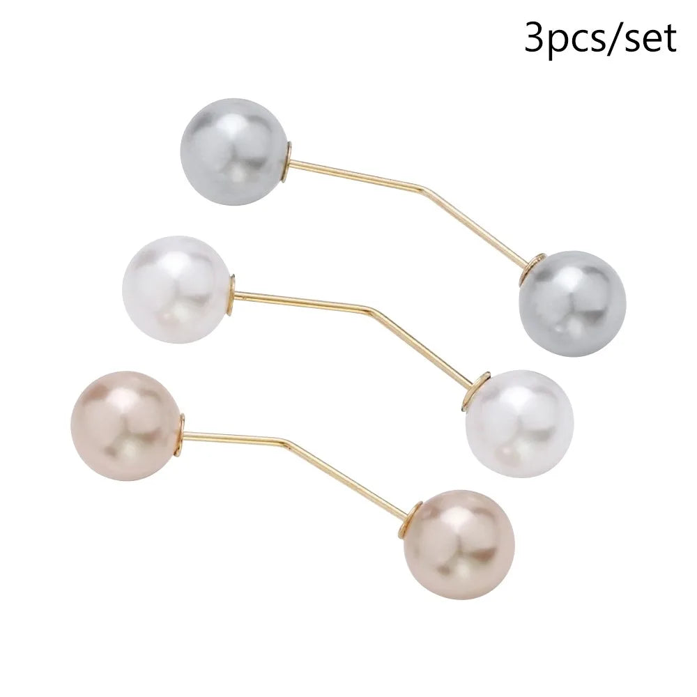 3/6/8PCS Double Head Pin Pearl Brooch Adjustable Collar Clip DIY Sewing Waist Fastening Pins Non-Slip Multi-Purpose Oasis Select Style 10