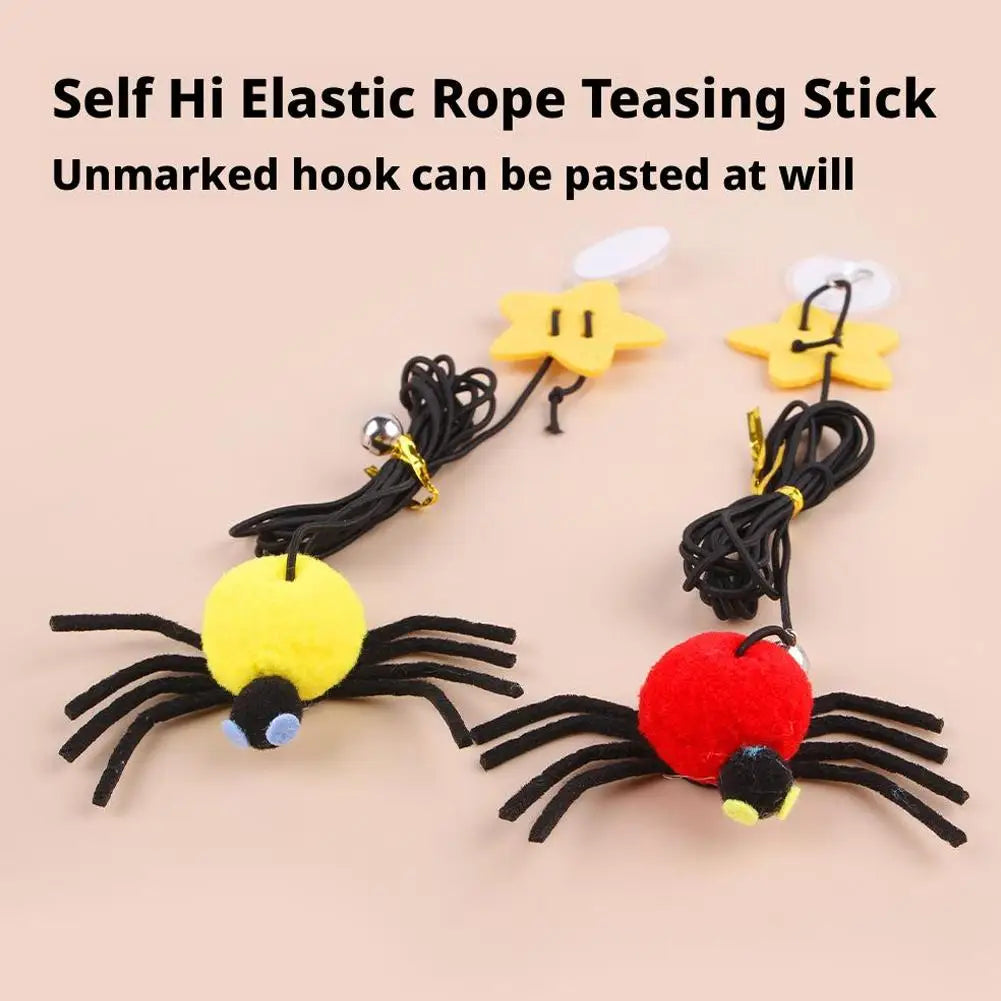 Cat Pet Toy Hanging Door To Relieve Depression Swinging Hanging Elastic Rope Feather Playing Stick Bell Spider for Pet Supplies Oasis Select