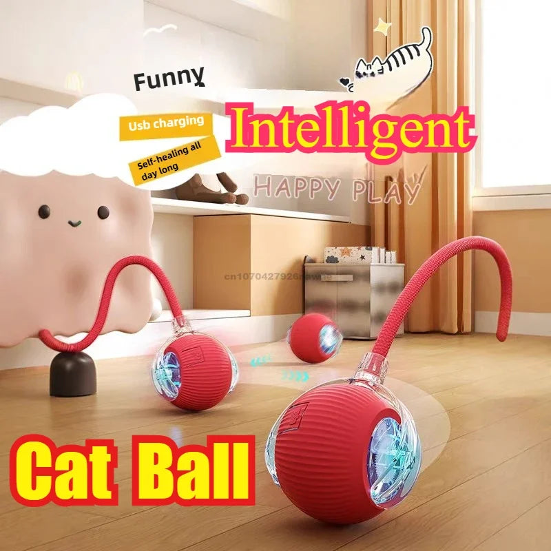 Cat Interactive Ball Toy Automatic Rolling Ball Faux Tail Rechargeable Pet Electric Toy Dog Cat Training Imitate Mouse Products Oasis Select