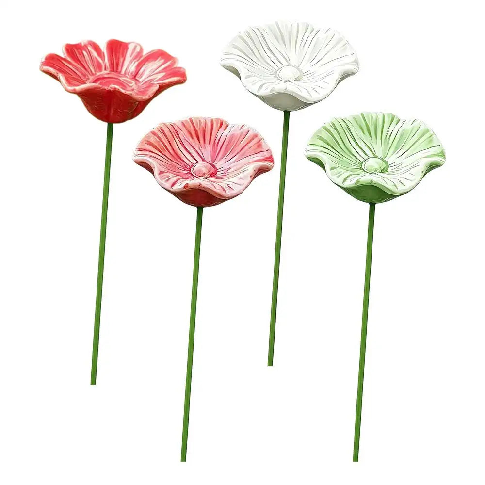 4Pcs Portable Bee Water Feeder ceramic Flower Drinking Fountain Holder Bee Watering Station Bird Bath Stand Bee Feeder Oasis Select 4Pcs
