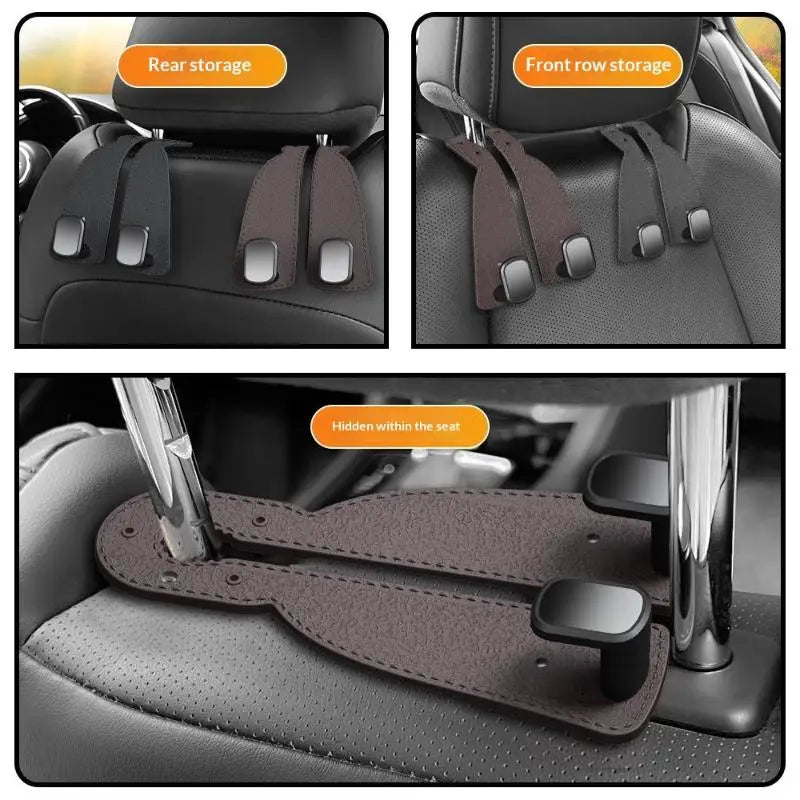 4Pcs Double Hook Car Hook Car Headrest Hooks Hanger For Bags Organizer Holder Clips Auto Fastener Hooks Car Oasis Select