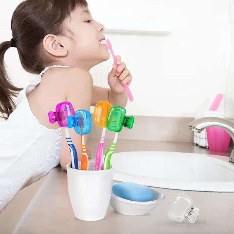 Toothbrush Covers Portable Toothbrush Protector Coverings Clips Tooth Brush Storage Head Cover Cap Tooth Brush Covers for Kids Oasis Select