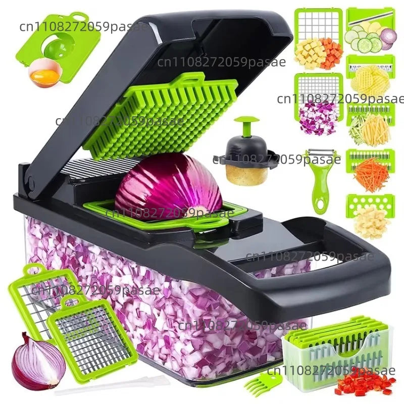14 in 1 Top Multifunctional Vegetable Chopper Handle Food Grater Chopper Vegetable Slicer Kitchen Cutter Garlic Chopper Oasis Select