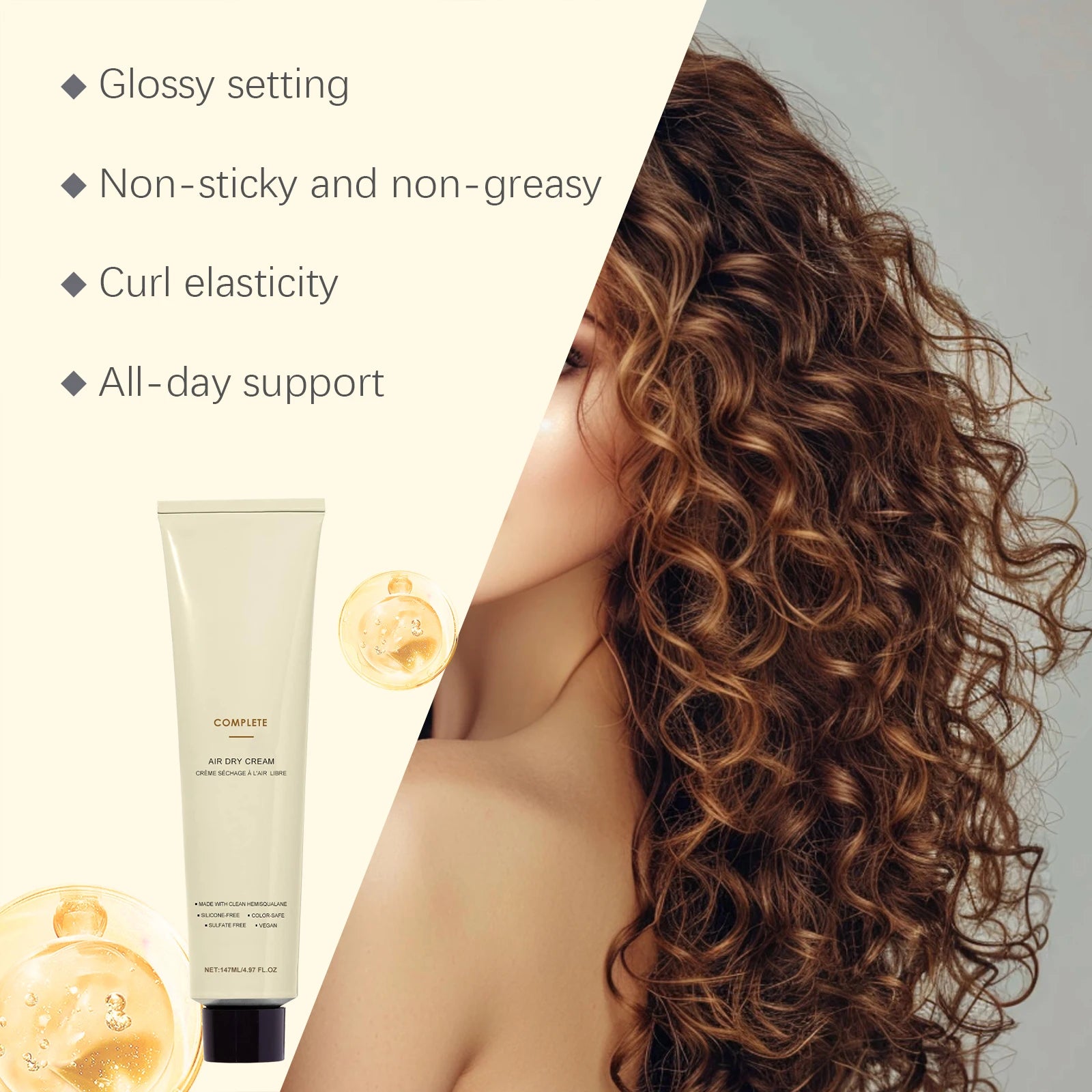 Hair Cream for Curly Hair Smoothing Air Dry Cream Keep Hair Fluffy Increase Elasticity Lasting Shaping Reduce Frizzy Hair Care Oasis Select