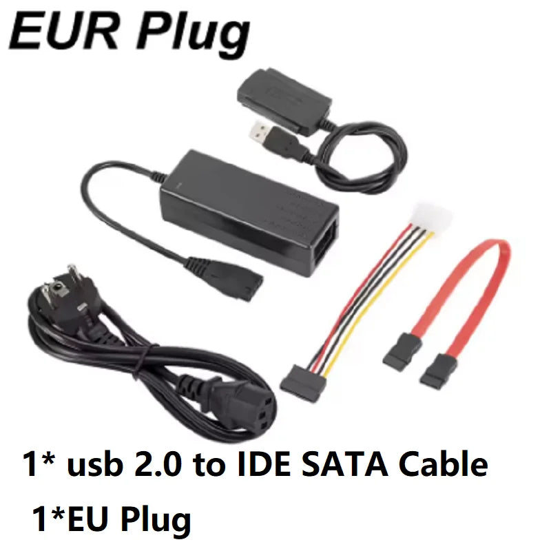 USB 2.0 to SATA IDE Adapter Cable Converter SATA 2.5 3.5 Inch SDD Hard Drive Disk HDD Adapter Cable For PC Laptop Notebook Oasis Select With EU Plug