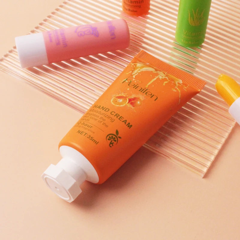 Peinifen Hand Cream & Color-Changing Lip Balm Set – Vitamin E Hand & Lip Care Set Oasis Select