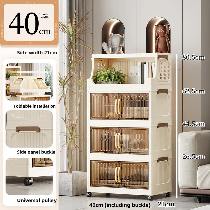 40-50-60 transparent household living room multi-layer mobile snack locker storage folding rack locker Oasis Select 40CM 1 plus 3
