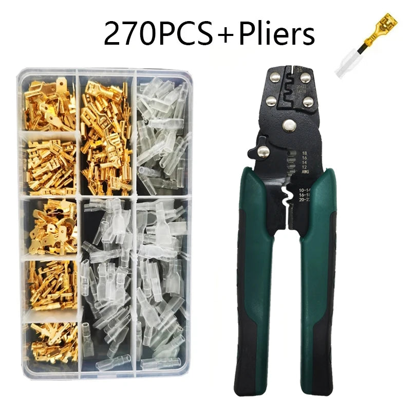 Multi-function Mini Electric Terminal Crimping Pliers With Wire Stripping Cutting Hand Crimping Tool Multiple Connector Kits Oasis Select TL 270PCS