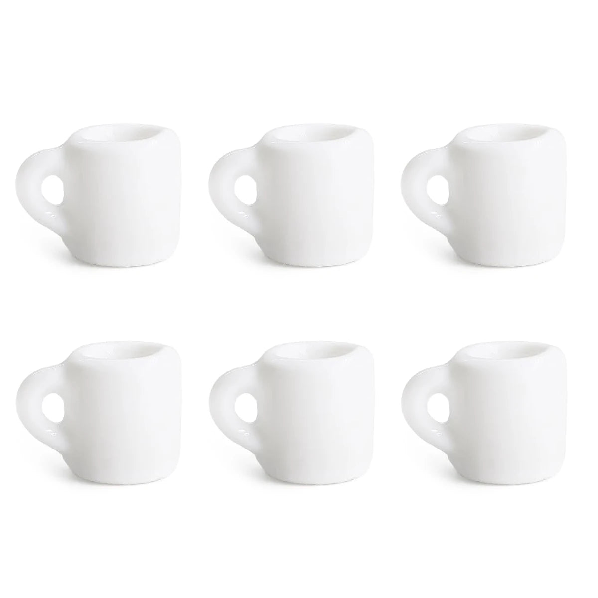 1:12 Scale Miniature Coffee Mugs Resin Dollhouse Kitchen Tableware Realistic White Cups DIY Craft Desk Ornament Set Oasis Select 6pcs