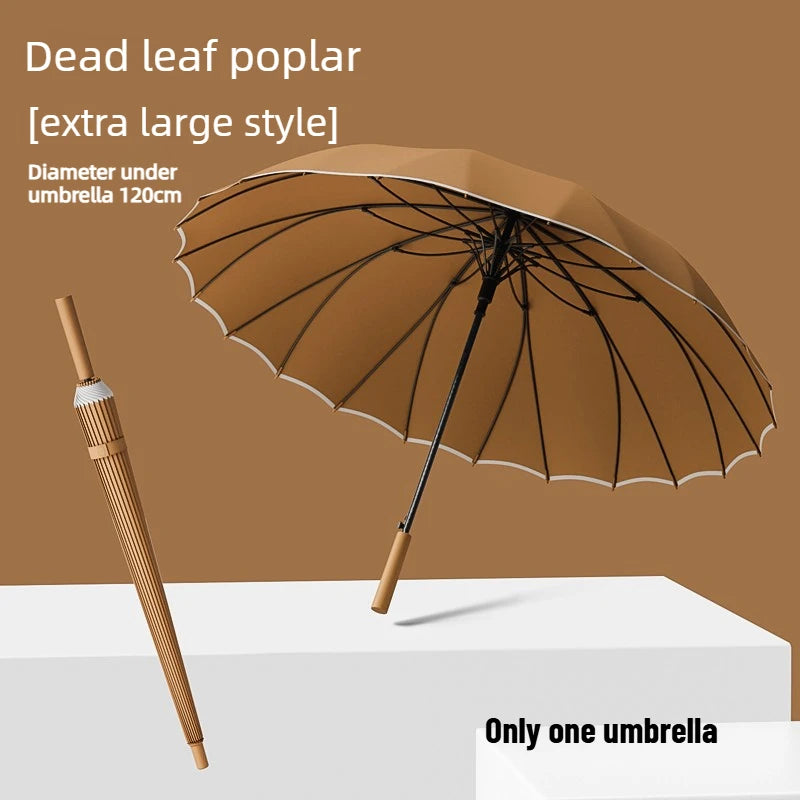 1pcs Long Handled Umbrellas for Two or Three People Extra Large Reinforced Thick Sturdy Wind Resistant and Maillard Resistant Oasis Select Dead leaf 24 bone xl full-fiber 24K
