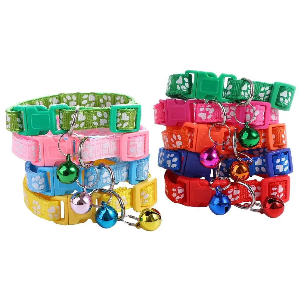 Adjustable Cat & Puppy Collar with Bell | 12 Colors | Nylon