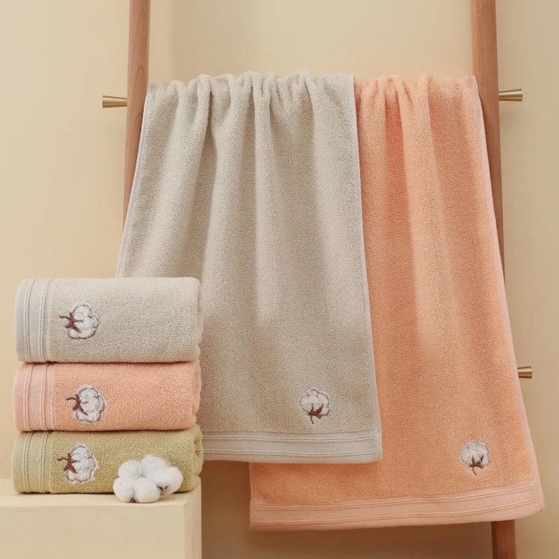 1PC Soft Pure Cotton Face Towels Household Thickened Large Cotton Towels Bathroom Home Daily Supplies Household Goods Oasis Select