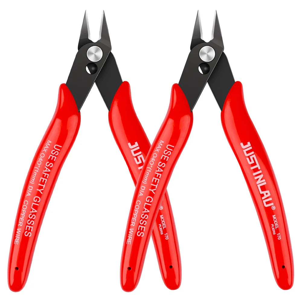 2Pcs Mini Nose Cutting Plier Electrical Wire Cable Cutter Metal Side Snips Flush Pliers Convenient Durable Tool Oasis Select Red