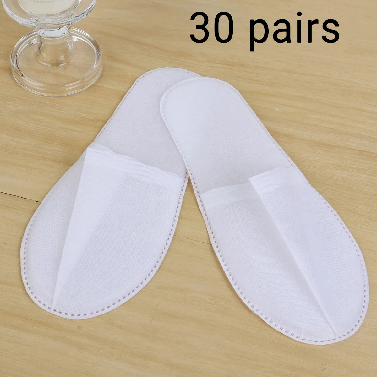 10/30/50 pairs of White Non Woven Disposable Slippers Travel Home Slippers Business Home Hotel Unisex Slippers Oasis Select 30 pairs ONE SIZE