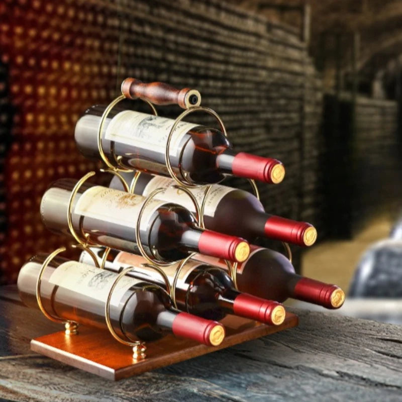 Creative red wine rack ornament Solid wood wine rack upside down red wine glass rack Home living room European wine cabinet Oasis Select