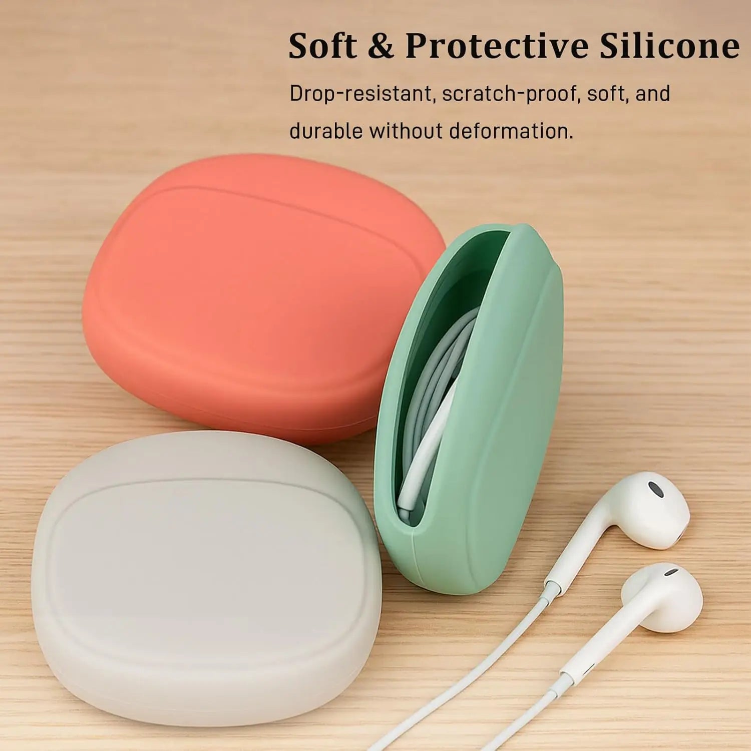 2/5PCS Soft Silicone Headphone Organizer Tangle-Free Earbud Cable Case Mini Shockproof Pouch for Keys USB Cords Travel Essential Oasis Select