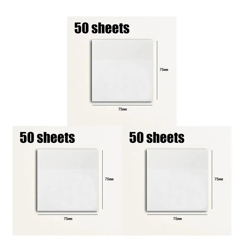 50/250Sheets Transparent Sticky Notes Scrapes Stickers Note Pads Posted It Paper Clear Notepad School Stationery Office Supplies Oasis Select 150sheets Medium