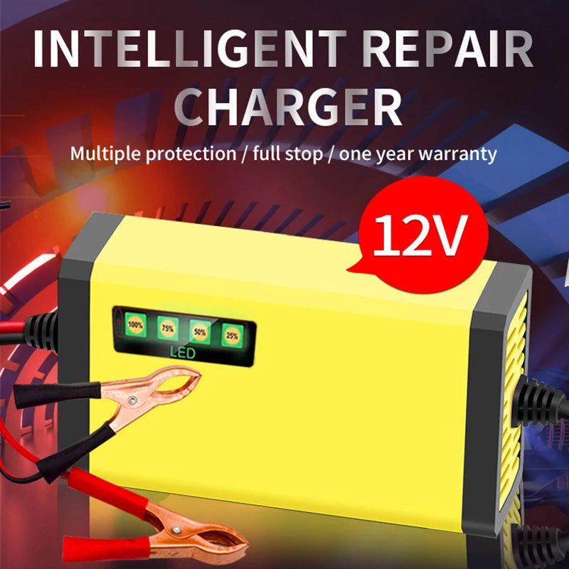 12V 2A Pulse Repair Intelligent Charger With Power Display 12V Car Moto Truck Battery Power Adapters For Lead Acid Battery EU US Oasis Select
